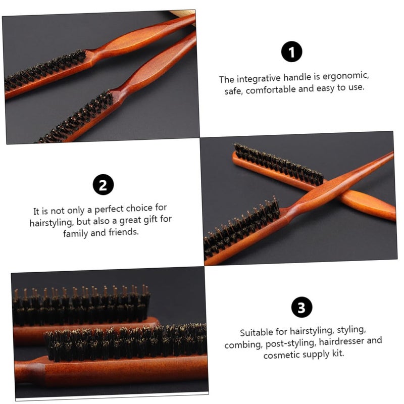 Natural Wooden Boar Bristle Hair Brush 24x3 3cm Massager for Styling and Detangling - Image 2